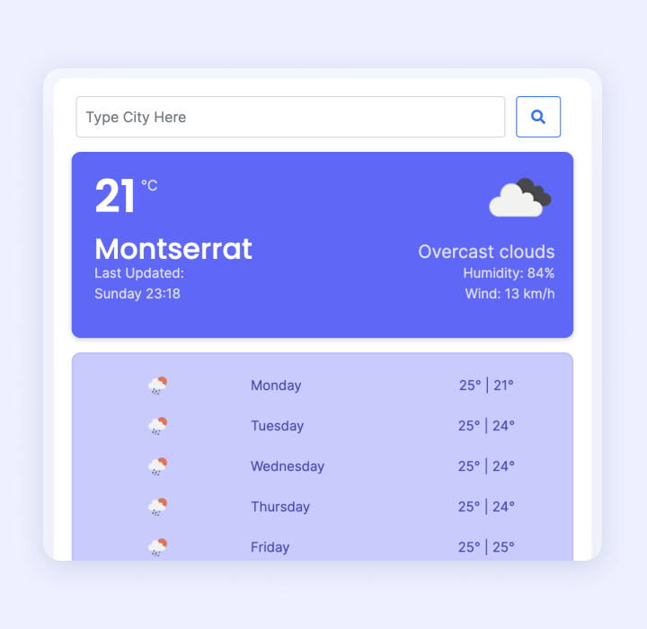 Weather app screenshot